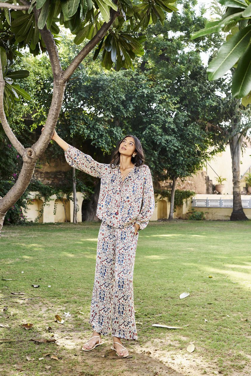 Compose Hand-block Printed Coord - Off White, Off White, image 1